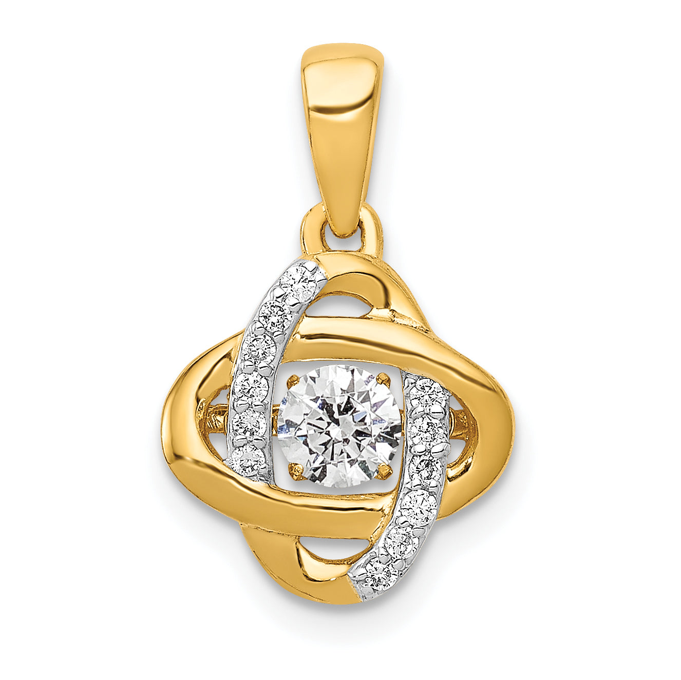 14k Yellow Gold 1/3 Ct. Lab Grown Diamond VS/SI+ G+ Vibrant Fancy Love Knot Pendant
