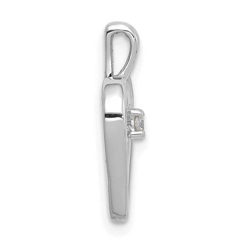 14k White Gold AA .03ct. Real Diamond Heart Pendant