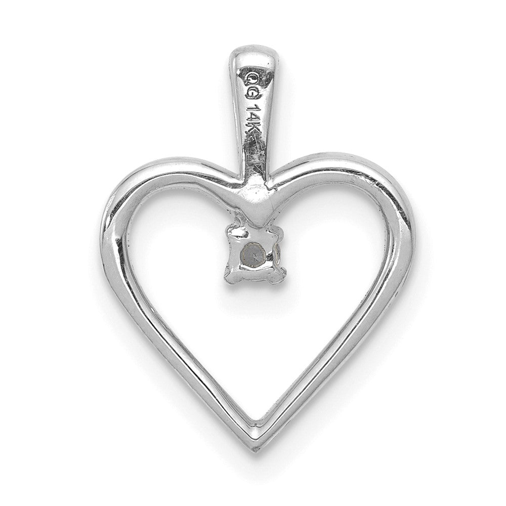 14k White Gold AA .03ct. Real Diamond Heart Pendant