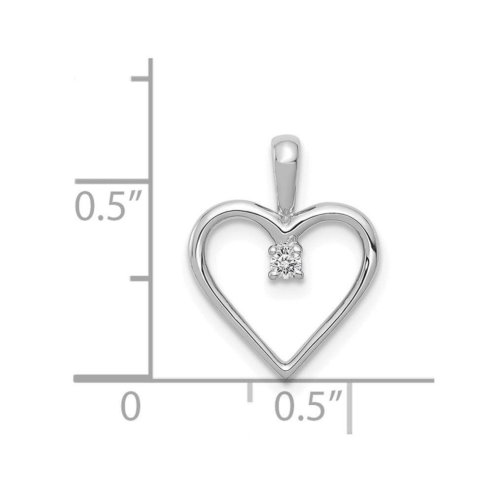 14k White Gold AA .03ct. Real Diamond Heart Pendant
