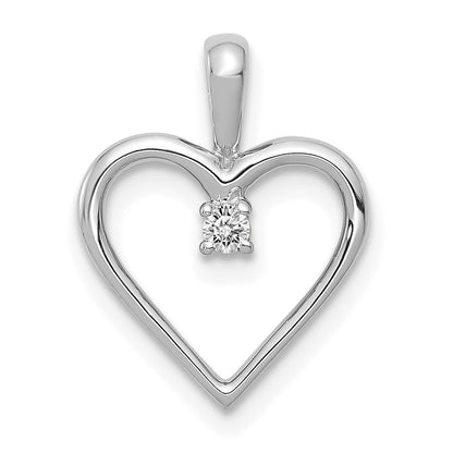 14k White Gold AA .03ct. Real Diamond Heart Pendant