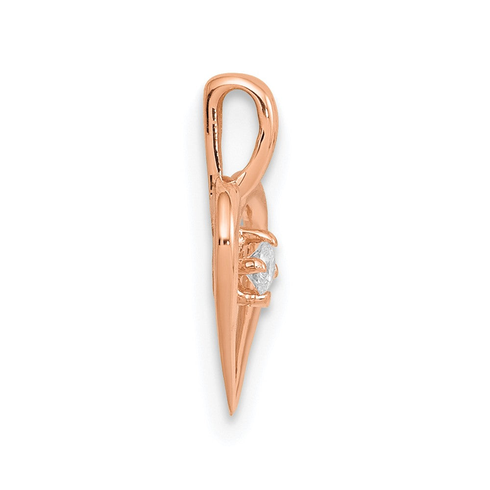 14K Rose Gold Aa .02Ct. Diamond Heart Pendant