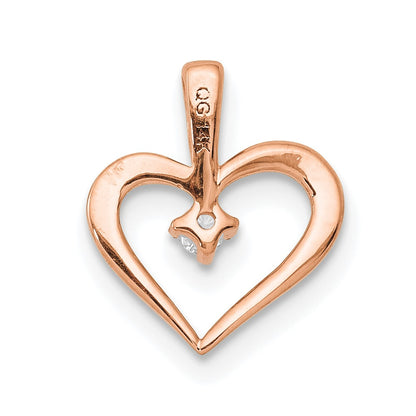 14K Rose Gold Aa .02Ct. Diamond Heart Pendant