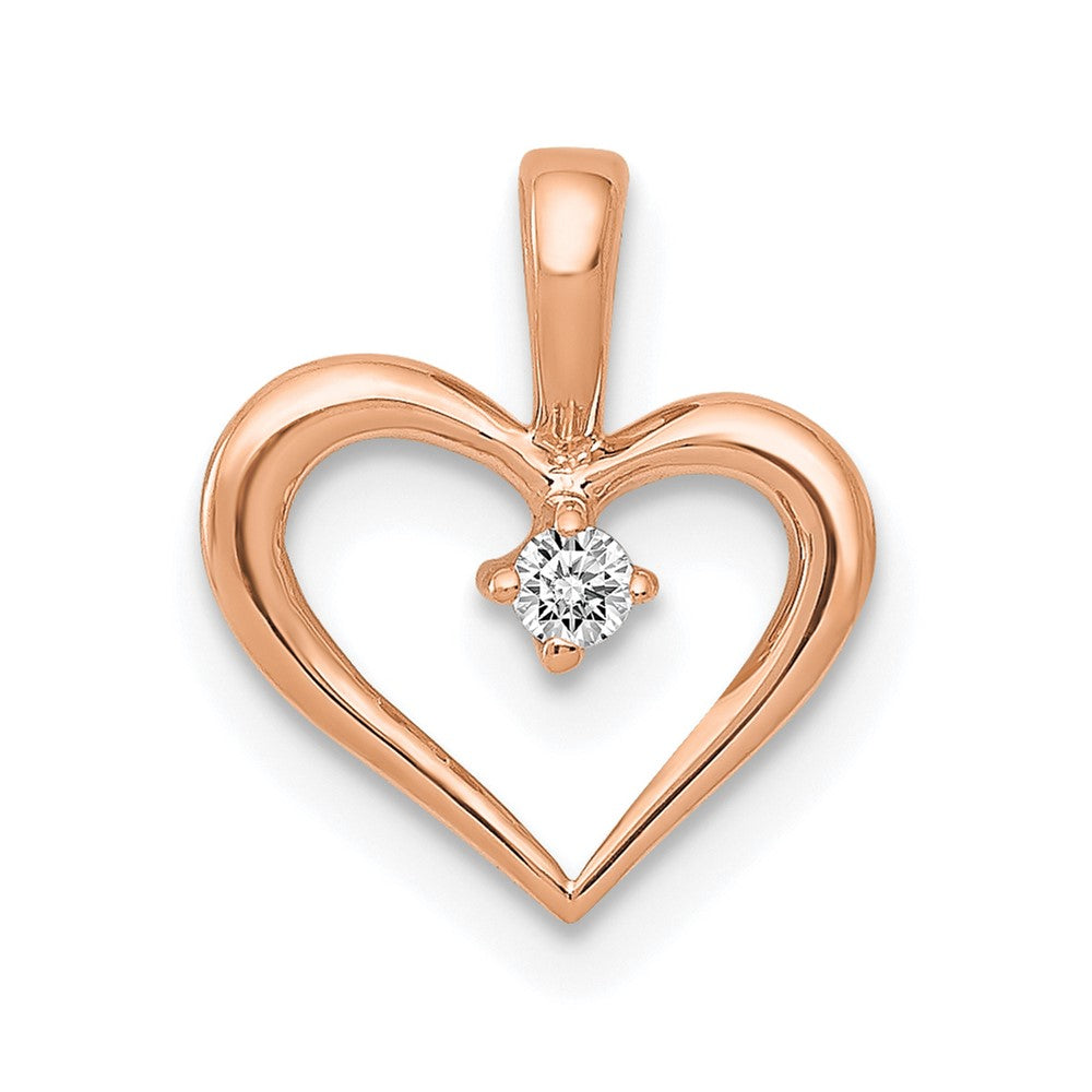 14K Rose Gold Aa .02Ct. Diamond Heart Pendant