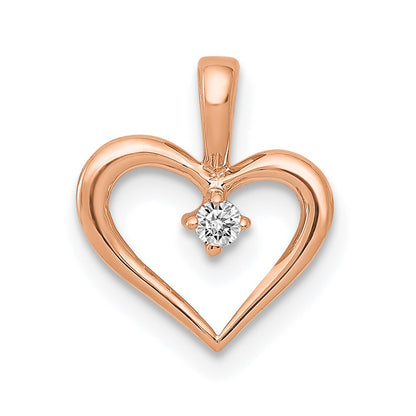 14K Rose Gold Aa .02Ct. Diamond Heart Pendant
