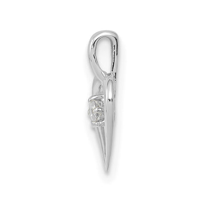 14k White Gold AA .02ct. Real Diamond Heart Pendant