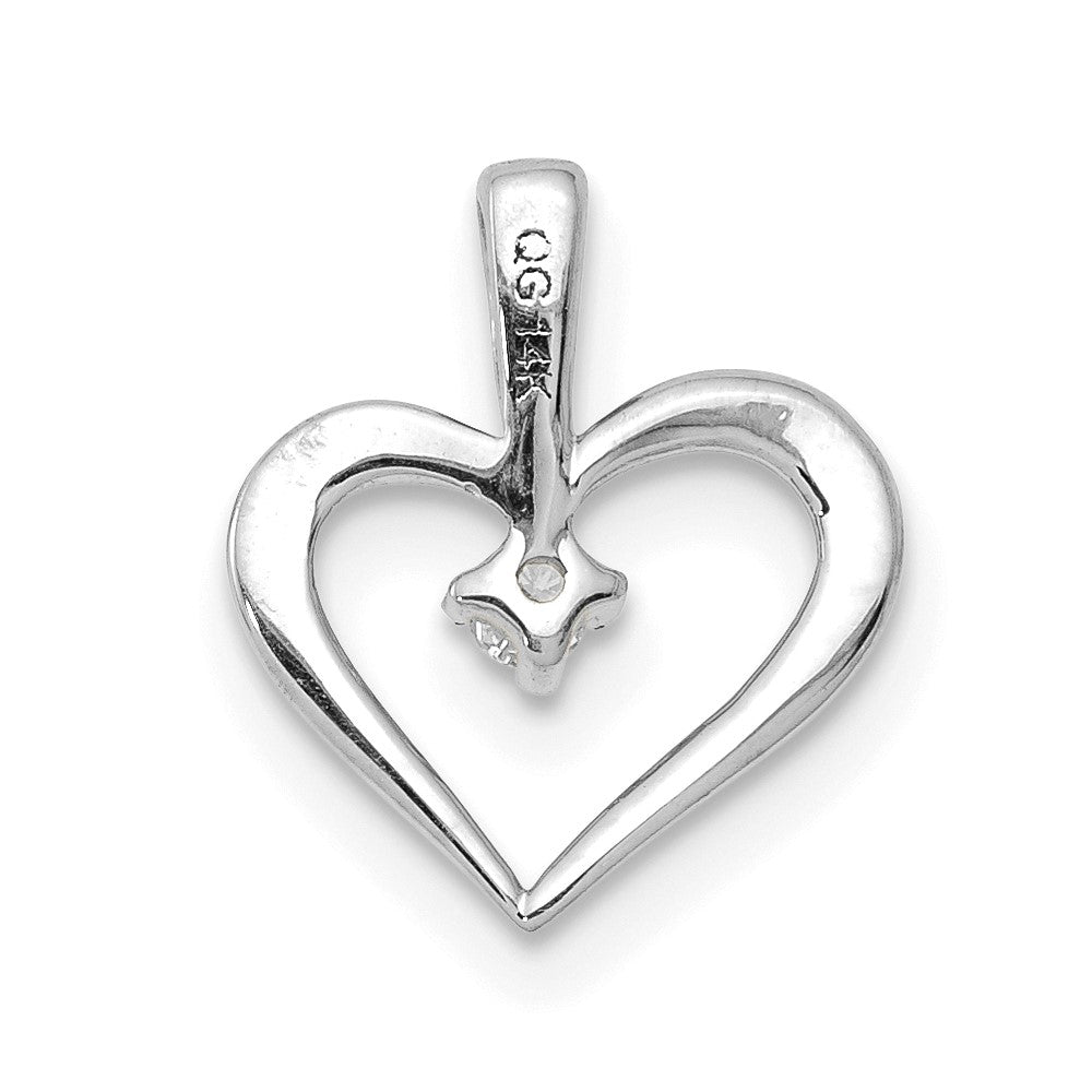 14k White Gold AA .02ct. Real Diamond Heart Pendant