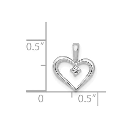 14k White Gold AA .02ct. Real Diamond Heart Pendant