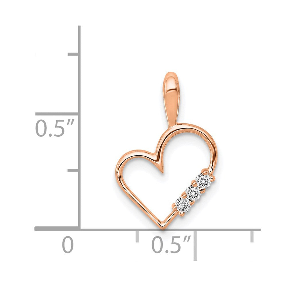 14K Rose Gold Aa 1/20Ct. Diamond Heart Pendant