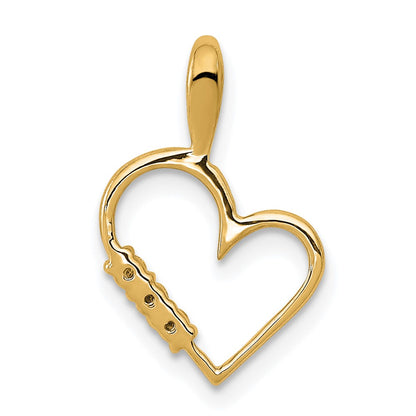 14K Yellow Gold AA 1/20ct. Real Diamond Heart Pendant