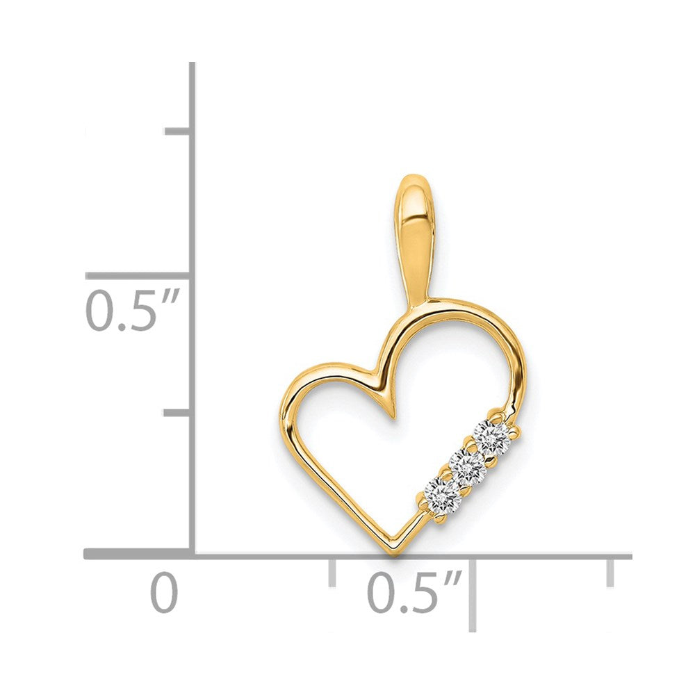 14K Yellow Gold AA 1/20ct. Real Diamond Heart Pendant