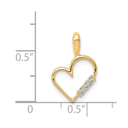 14K Yellow Gold AA 1/20ct. Real Diamond Heart Pendant