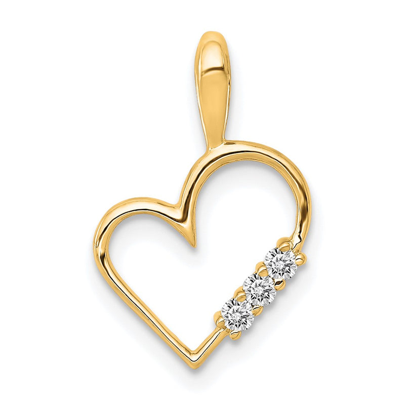 14K Yellow Gold AA 1/20ct. Real Diamond Heart Pendant