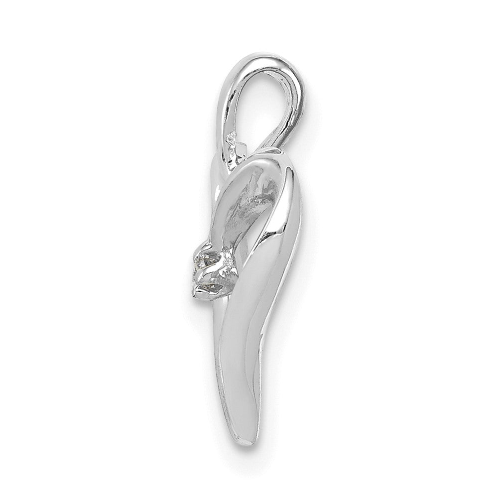 14k White Gold AA .01ct. Real Diamond Heart