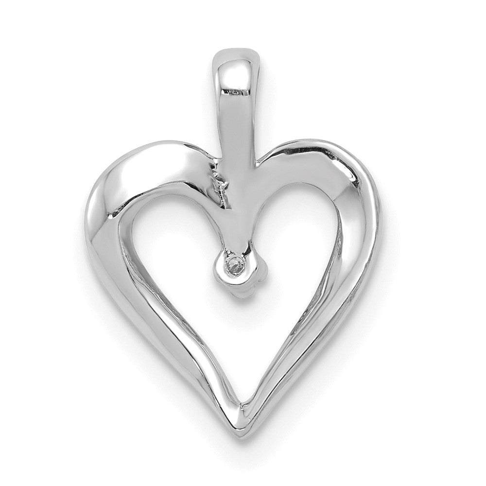 14k White Gold AA .01ct. Real Diamond Heart