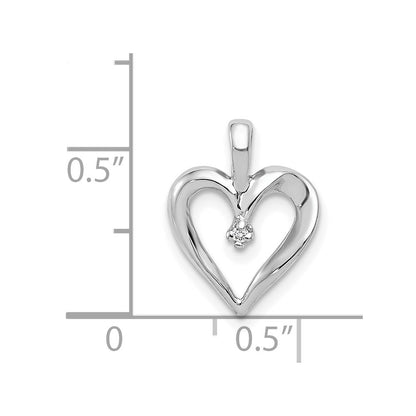 14k White Gold AA .01ct. Real Diamond Heart
