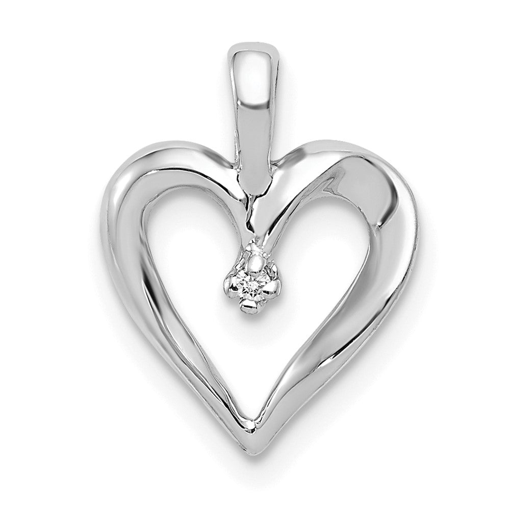 14k White Gold AA .01ct. Real Diamond Heart