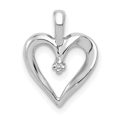 14k White Gold AA .01ct. Real Diamond Heart