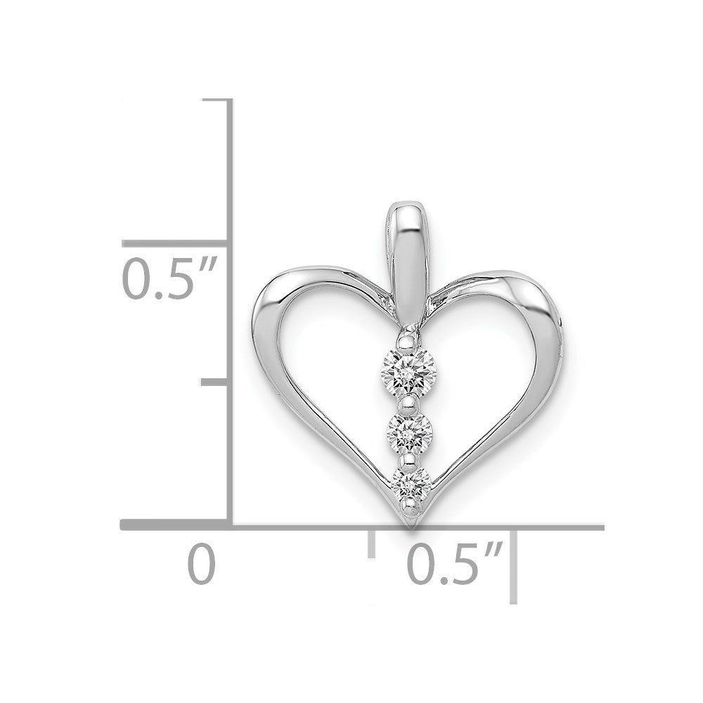 14K White Gold 1/10Ct. Diamond 3 Stone Heart Pendant