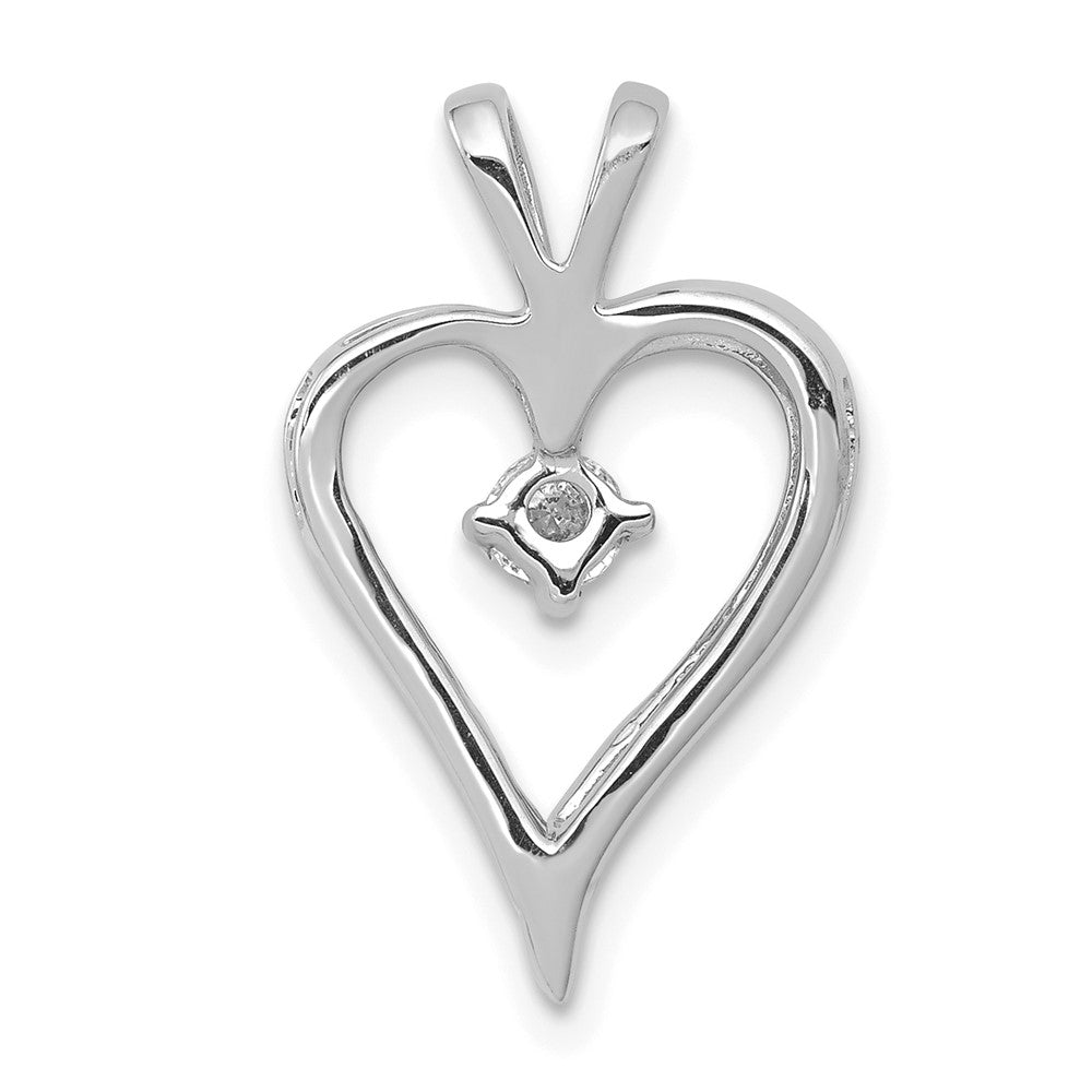 14k White Gold AA 1/10ct. Real Diamond Heart Pendant