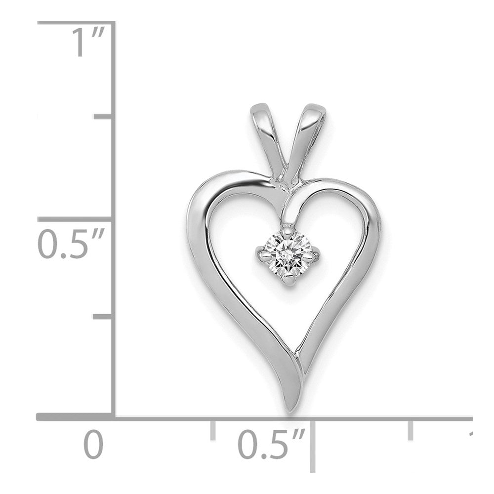 14k White Gold AA 1/10ct. Real Diamond Heart Pendant