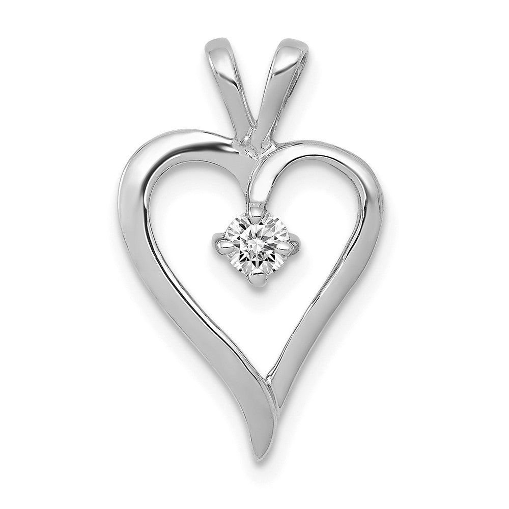 14k White Gold AA 1/10ct. Real Diamond Heart Pendant
