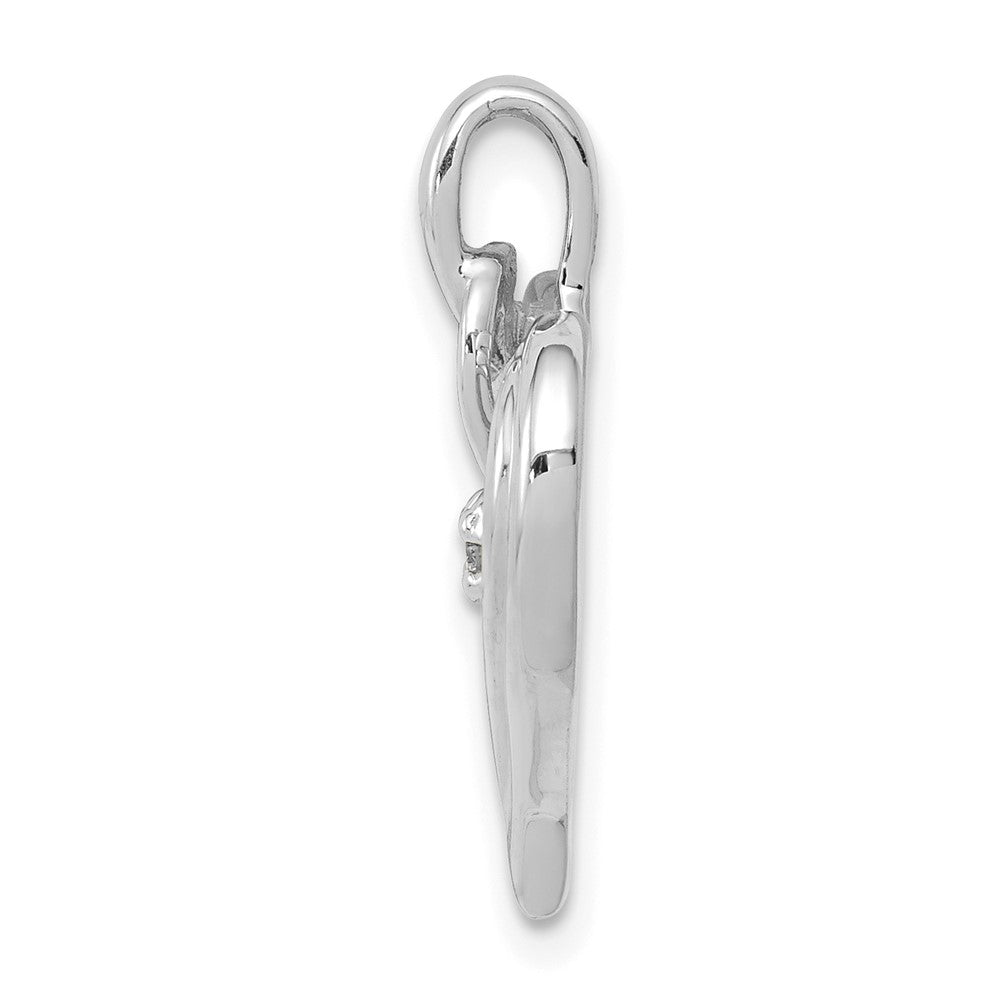 14k White Gold AA .01ct. Real Diamond Heart Pendant