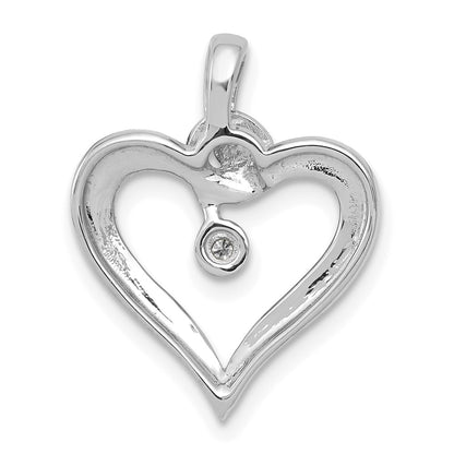 14k White Gold AA .01ct. Real Diamond Heart Pendant