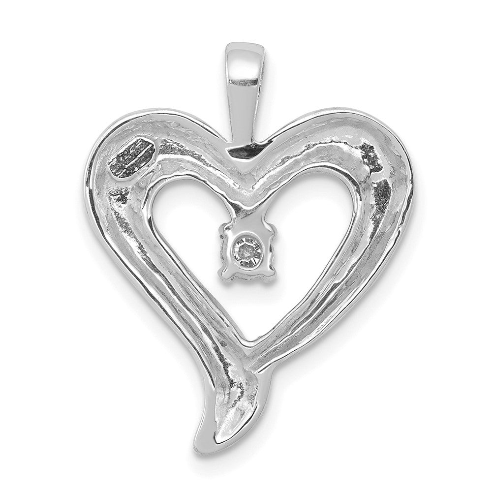 14k White Gold AA Real Diamond Heart Pendant
