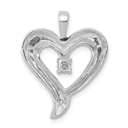 14k White Gold AA Real Diamond Heart Pendant