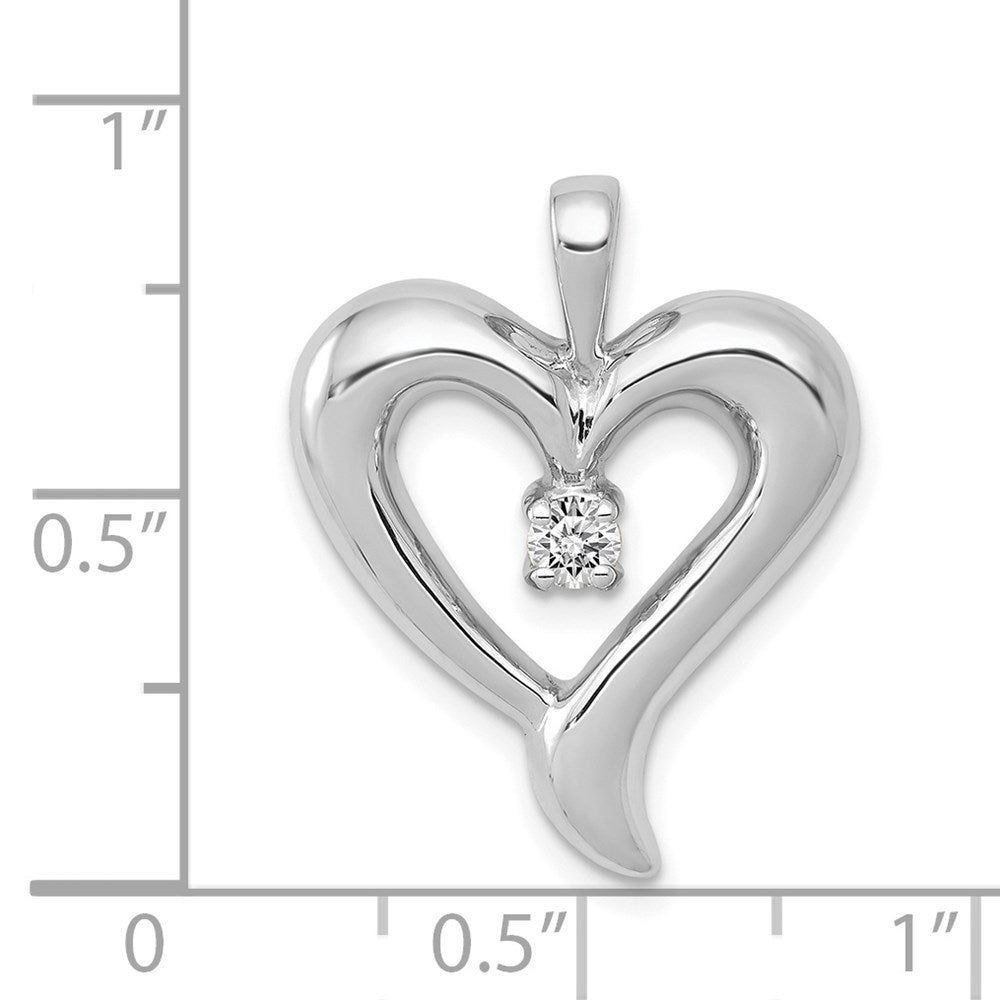 14k White Gold AA Real Diamond Heart Pendant