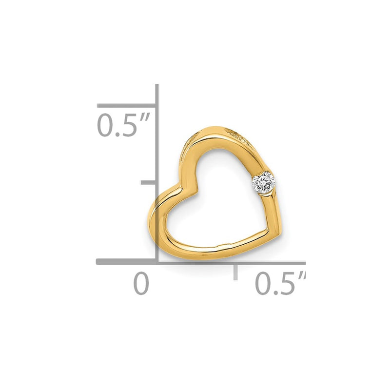 10K Yellow Gold Aa Diamond Heart Chain Slide