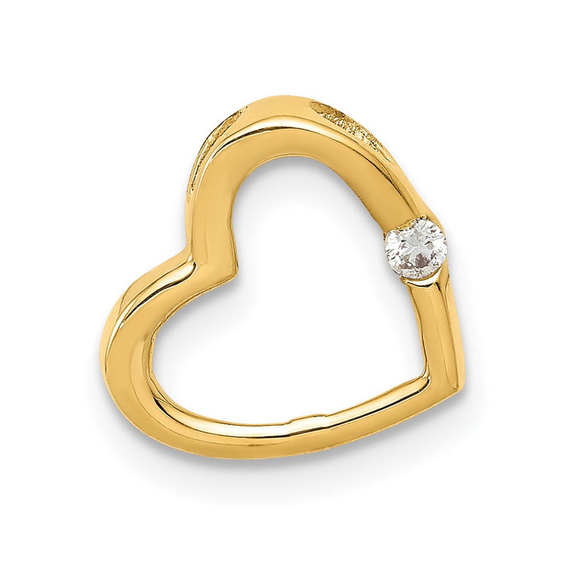 10K Yellow Gold Aa Diamond Heart Chain Slide