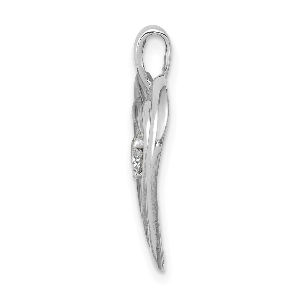 14k White Gold AA Real Diamond Double Heart Pendant