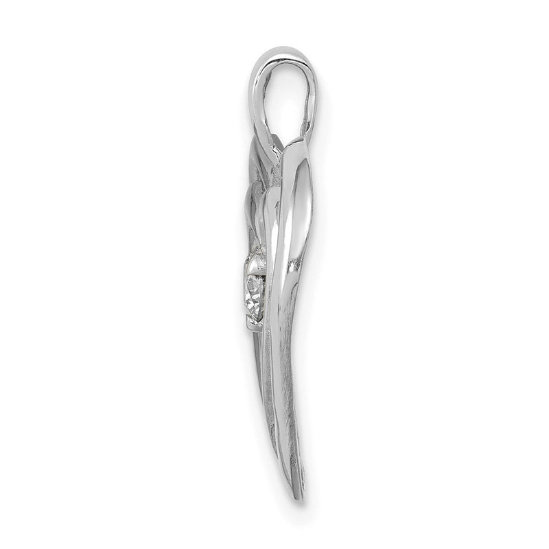 14k White Gold AA Real Diamond Double Heart Pendant