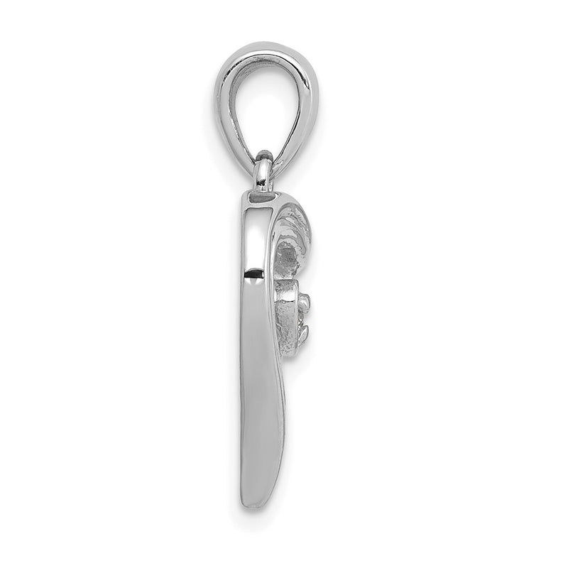 14k White Gold AA Real Diamond Heart Pendant