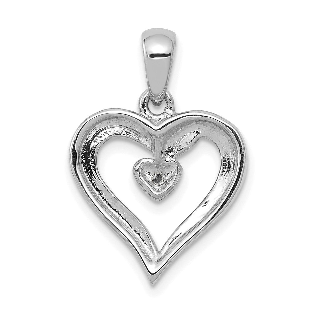 14k White Gold AA Real Diamond Heart Pendant