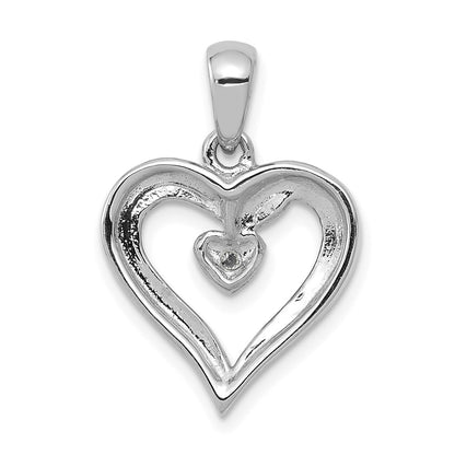 14k White Gold AA Real Diamond Heart Pendant