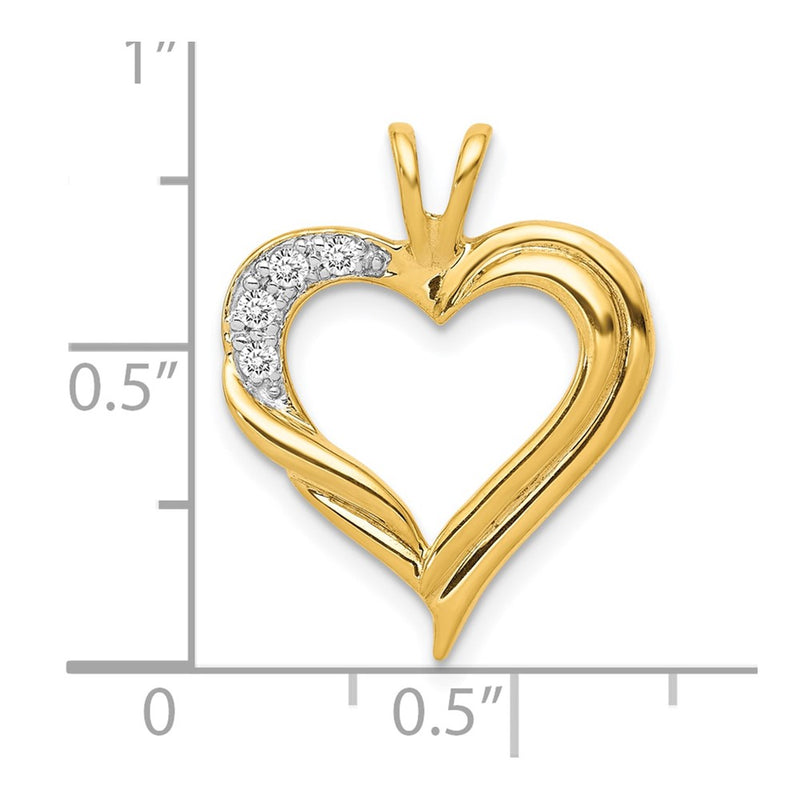 10K Yellow Gold 10K Diamond Fancy Heart Pendant