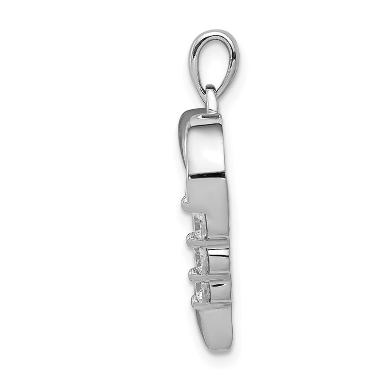 14k White Gold 1/4 Ct. Lab Grown Diamond VS/SI+ G+ Three Stone Heart Pendant