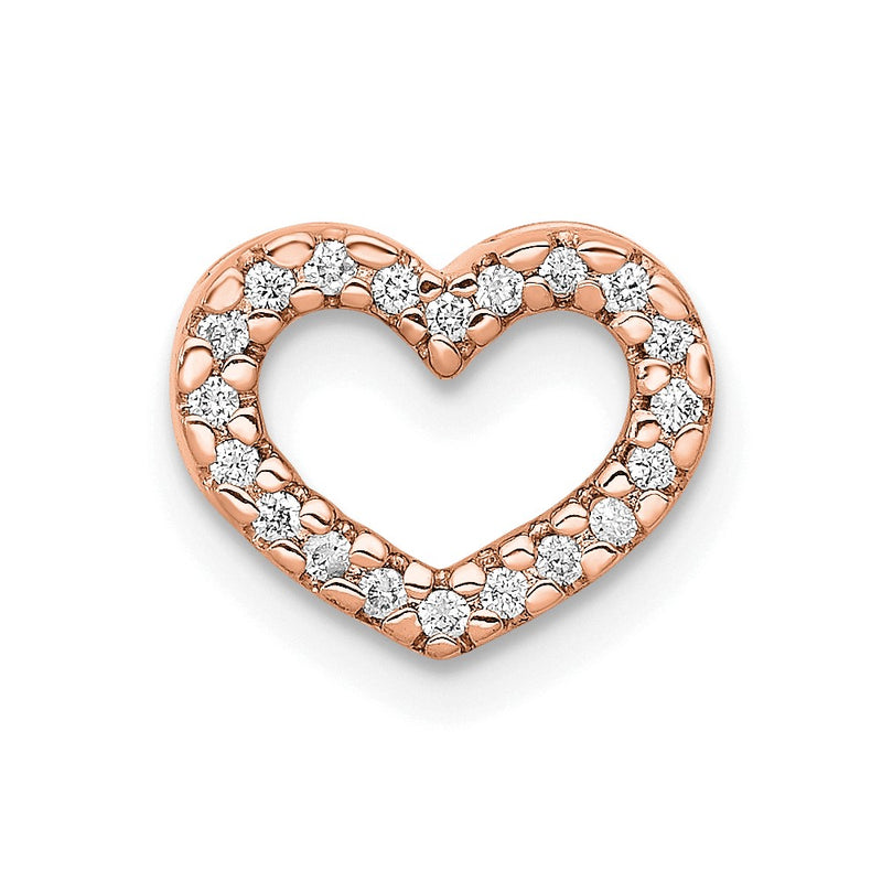 14K Rose Gold 1/15Ct. Diamond Heart Chain Slide