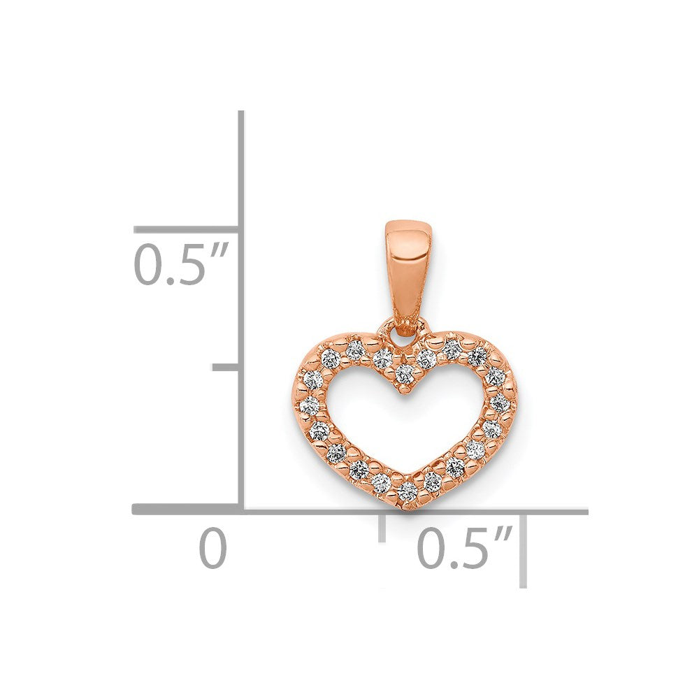 14K Rose Gold .03Ct. Diamond Heart Pendant