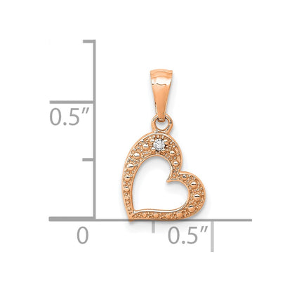 10K Rose Gold 10K .01Ct. Diamond Heart Pendant