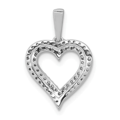 10K White Gold 10K 1/4Ct. Diamond 2-Row Heart Pendant