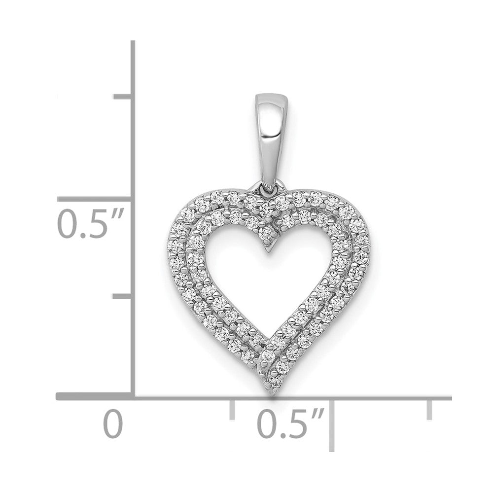 10K White Gold 10K 1/4Ct. Diamond 2-Row Heart Pendant