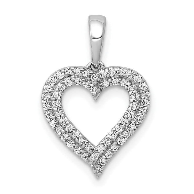 14k White Gold 1/4 Ct. Lab Grown Diamond VS/SI+ G+ Double Row Heart Pendant