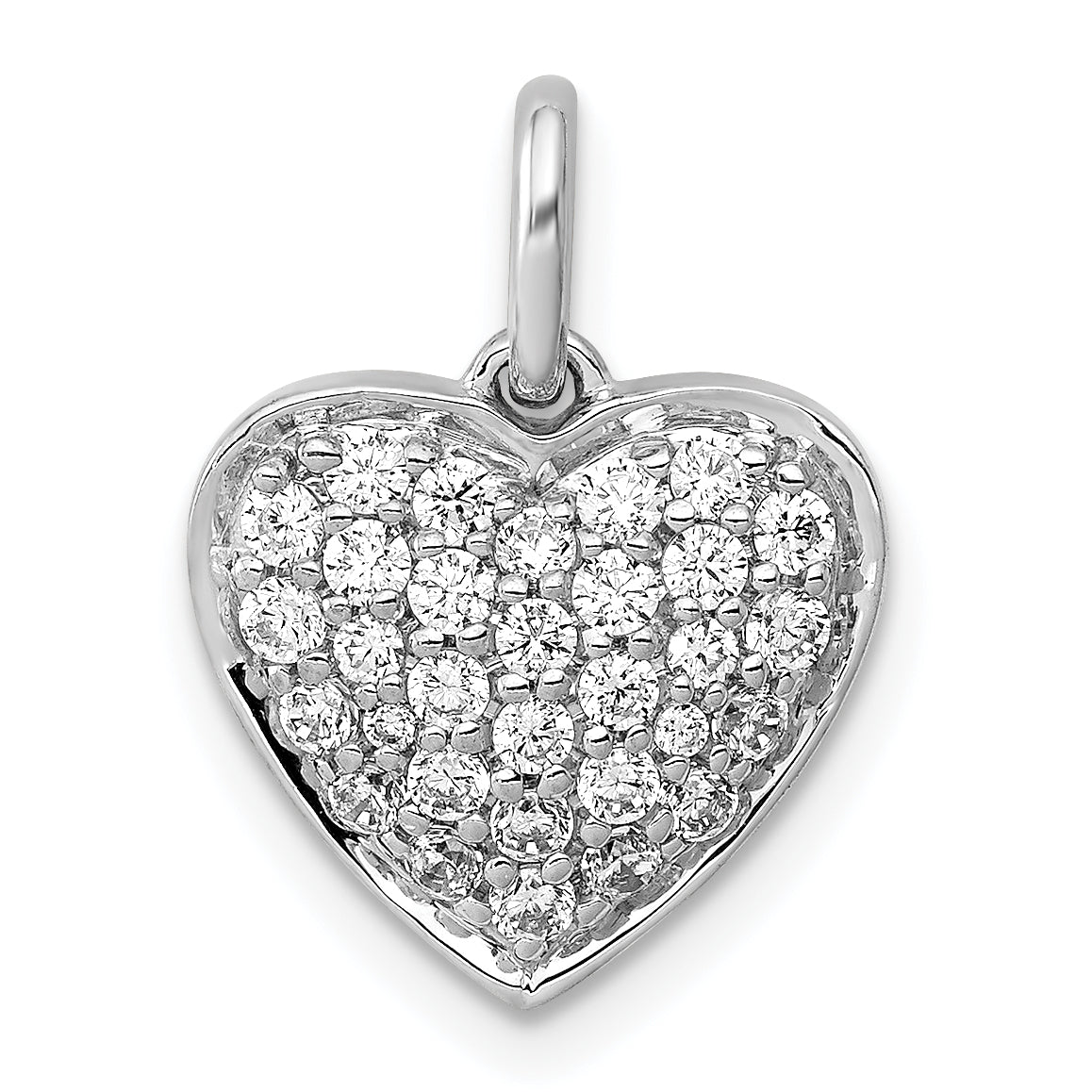 14k White Gold 1/2 Ct. Lab Grown Diamond VS/SI+ G+ Cluster Heart Pendant