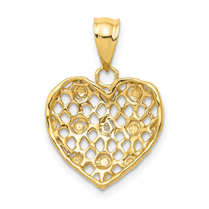 10K Yellow W/Rhodium And White Rhodium 1/2Pt Diamond Heart Pendant