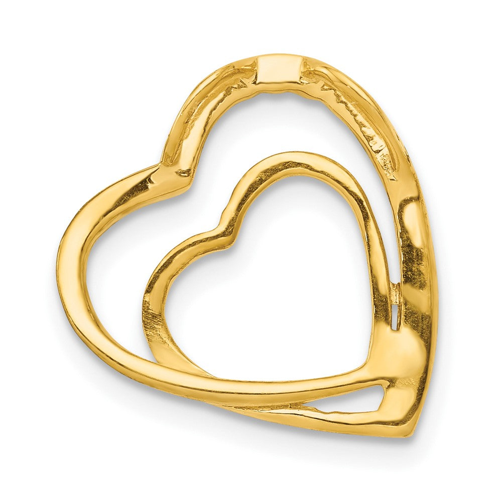 10K Yellow Gold .01Ct. Diamond Double Heart Chain Slide