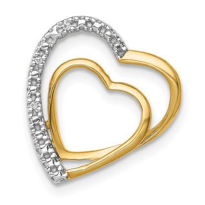 10K Yellow Gold .01Ct. Diamond Double Heart Chain Slide